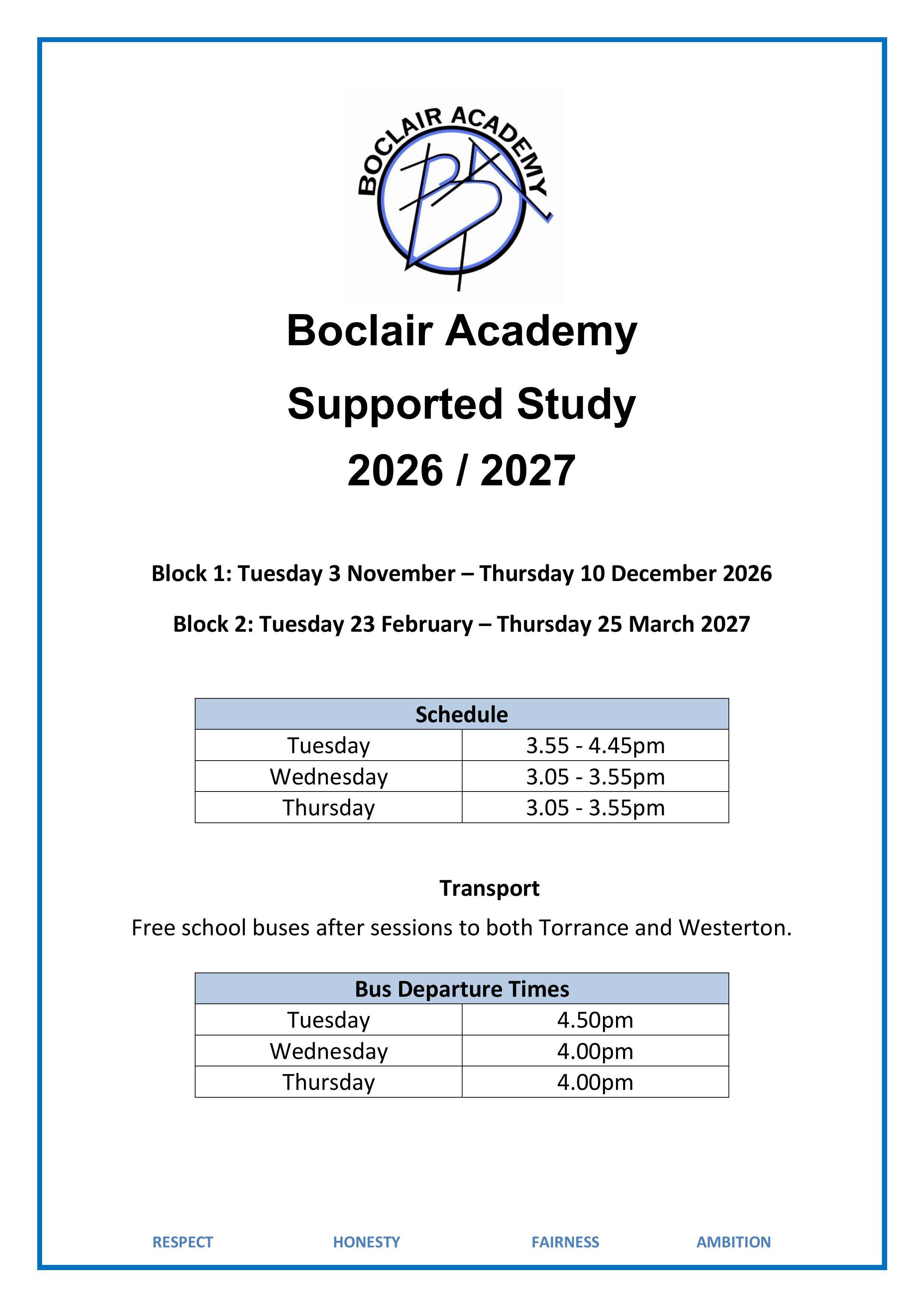 0 Supported Study 2026 2027